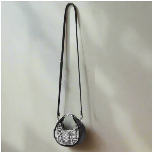 Coach Jonie Mini Bag CW574 Black Crystal Beaded Leather Crossbody Wristlet - Picture 5 of 14